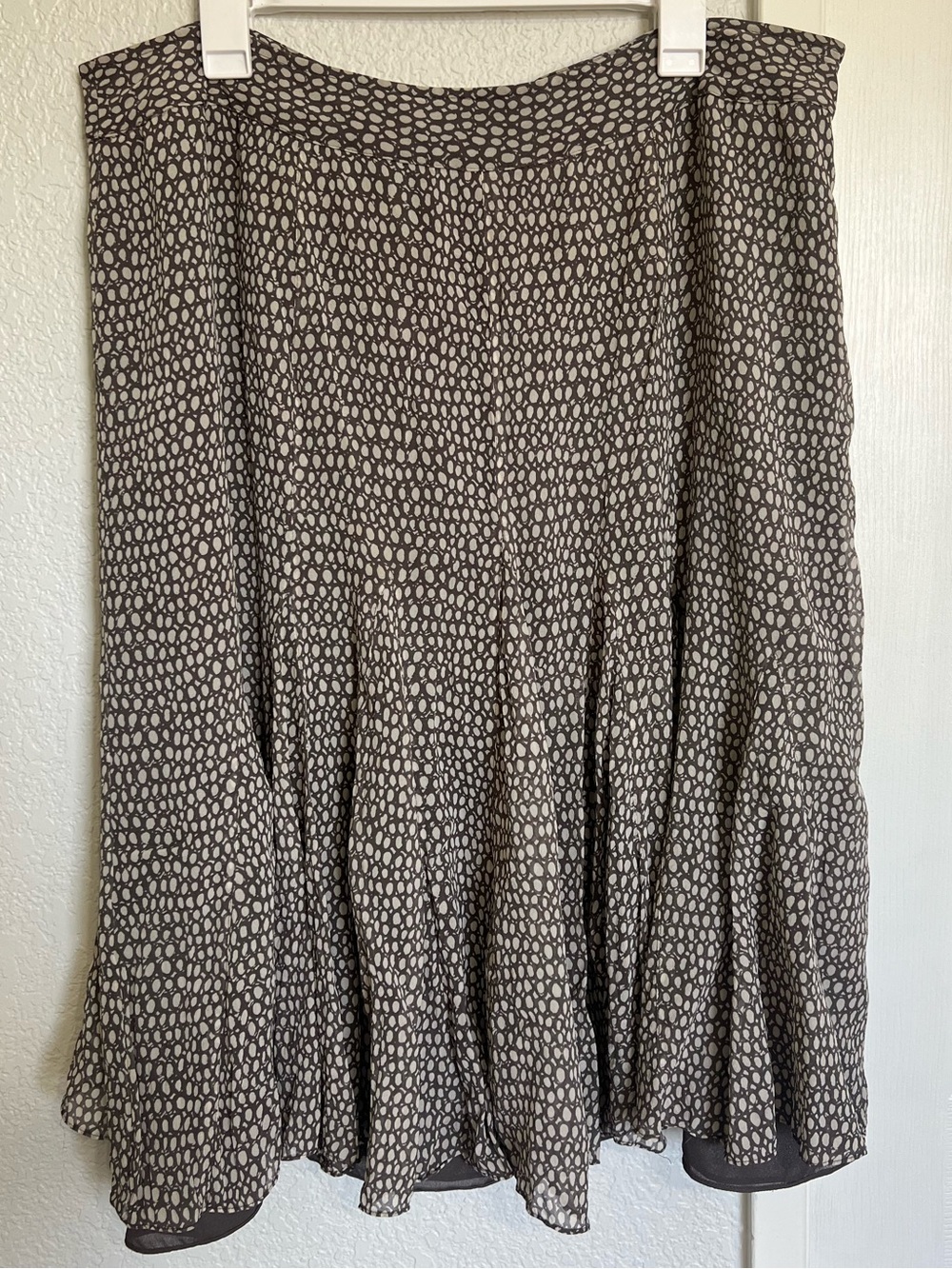 Charter Club Brown & Cream Printed Silk Flowy Midi Skirt Size 18W